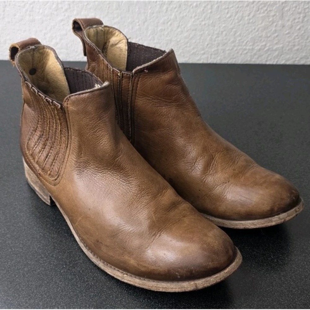 Frye Melissa Chelsea Boots Women 8B Brown Leather Pull On Ankle Boot Boho